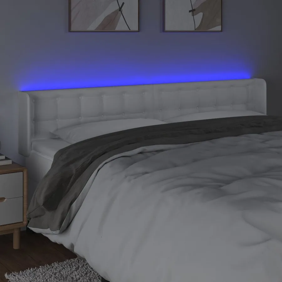 Tête de lit à LED Blanc 183x16x78/88 cm Similicuir - 4