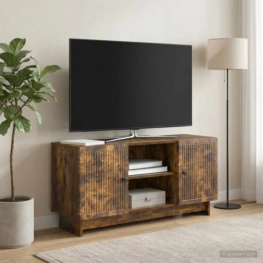 Meuble TV 102 x 34,5 x 50 cm Chêne fumé Bois d'ingénierie - 4