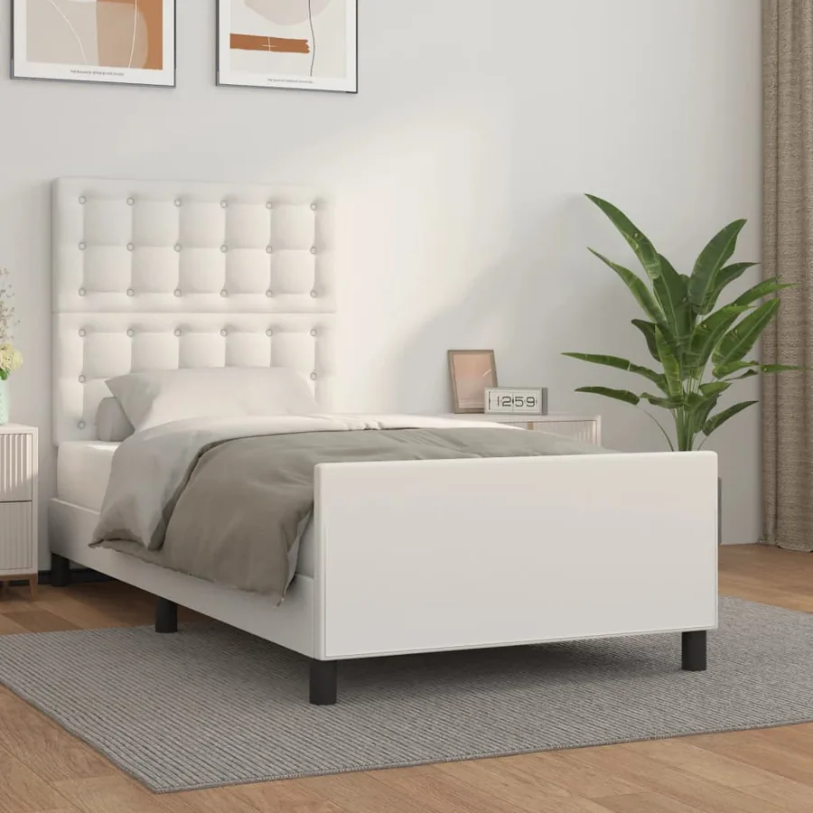 Cadre de lit sans matelas blanc 90x200 cm similicuir