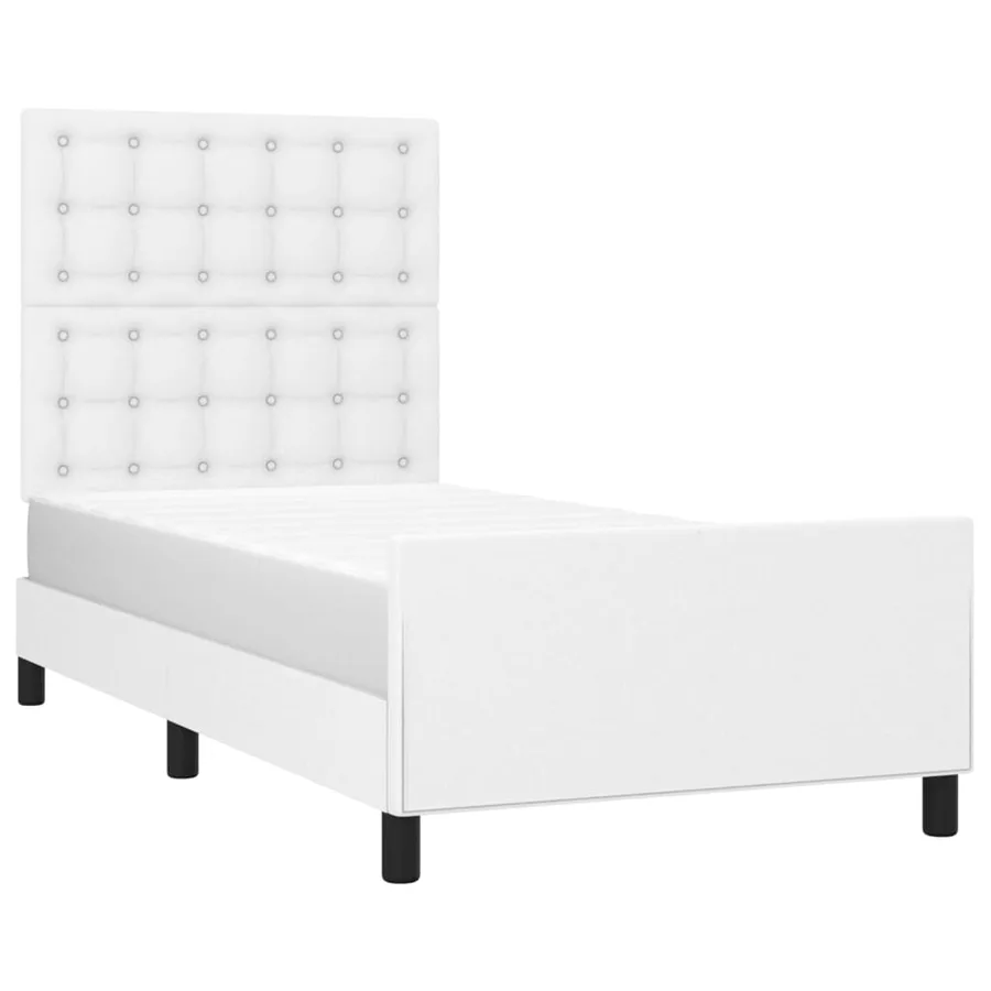 Cadre de lit sans matelas blanc 90x200 cm similicuir - 3