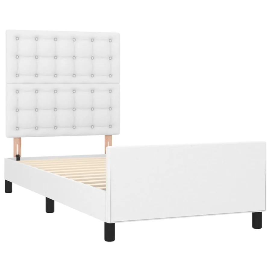 Cadre de lit sans matelas blanc 90x200 cm similicuir - 4
