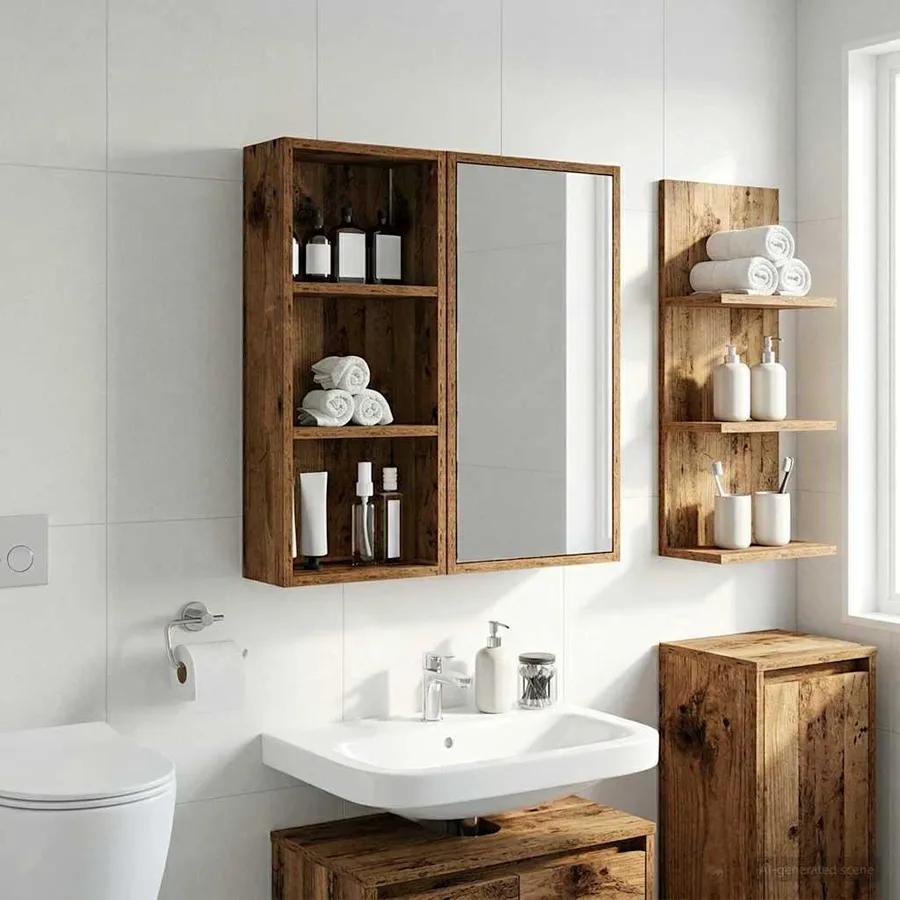 Armoire murale de salle de bain Bois ancien 30 x 14 x 70 cm - 4