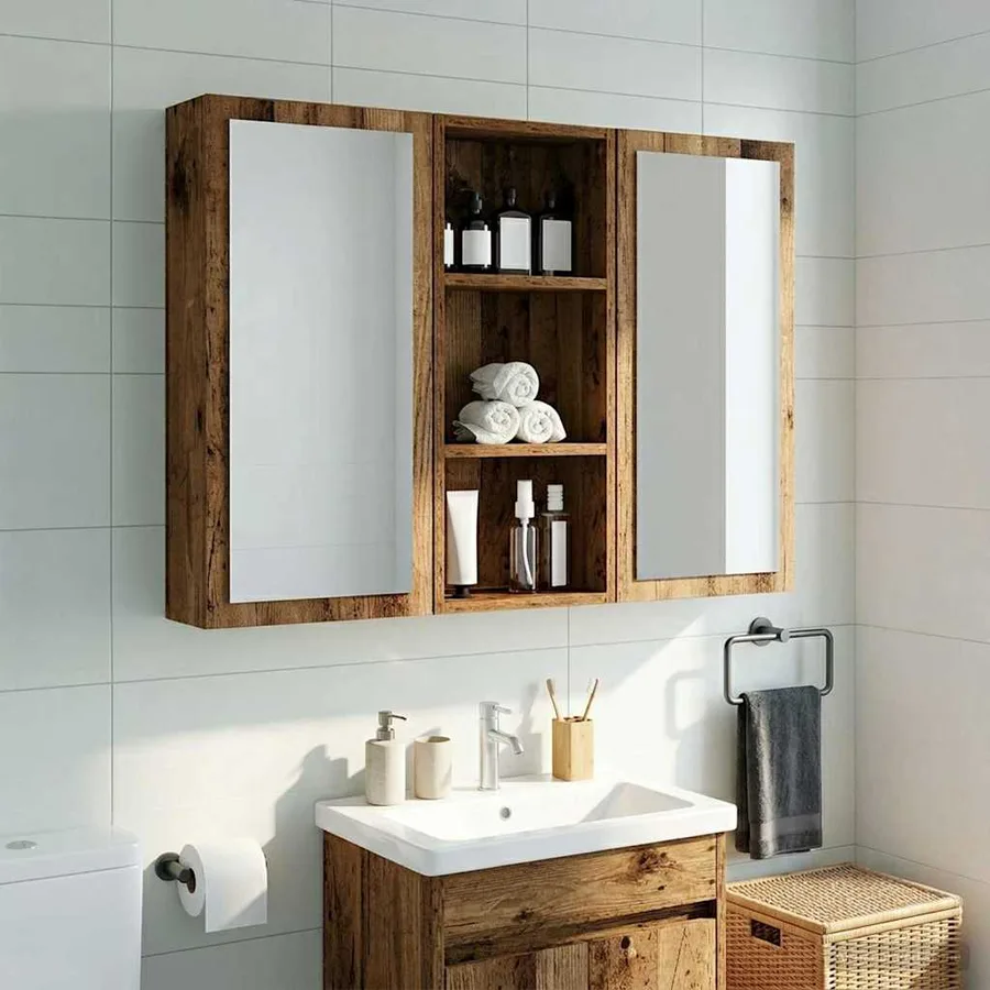 Armoire murale de salle de bain Bois ancien 30 x 14 x 70 cm - 5