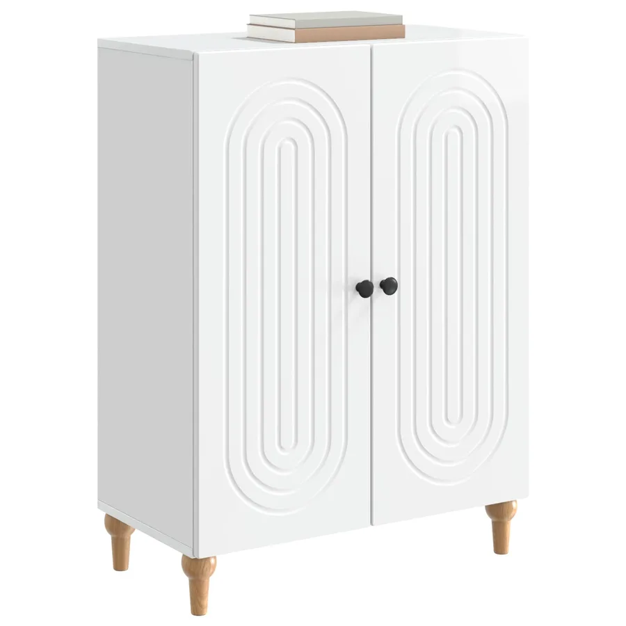 Buffet Blanc brillant 66 x 34,5 x 90 cm Bois d'ingénierie - 3