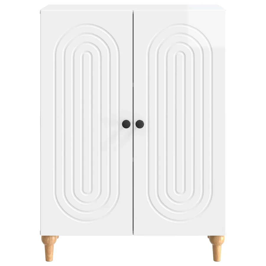 Buffet Blanc brillant 66 x 34,5 x 90 cm Bois d'ingénierie - 6
