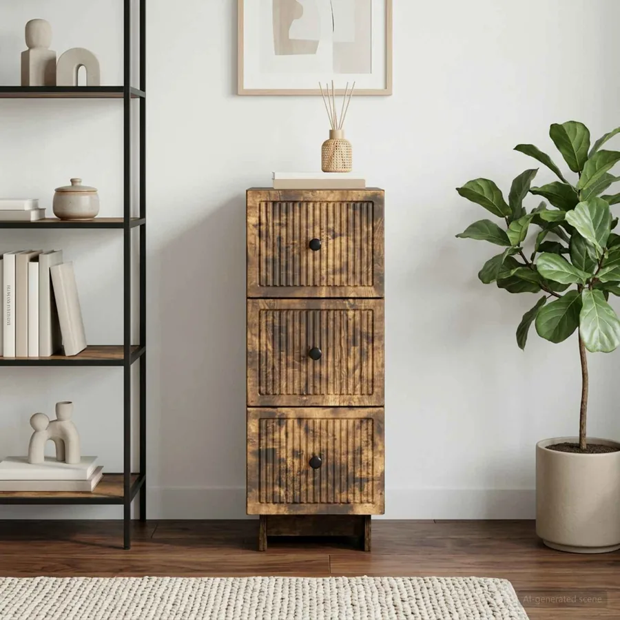 Armoire à tiroirs Chêne fumé 33 x 34,5 x 90 cm