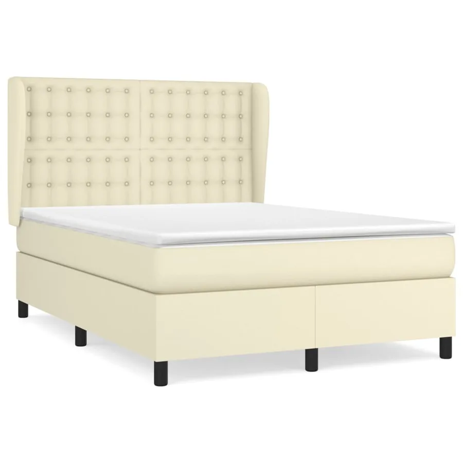 Sommier à lattes de lit avec matelas Crème 140x190cm Similicuir - 2