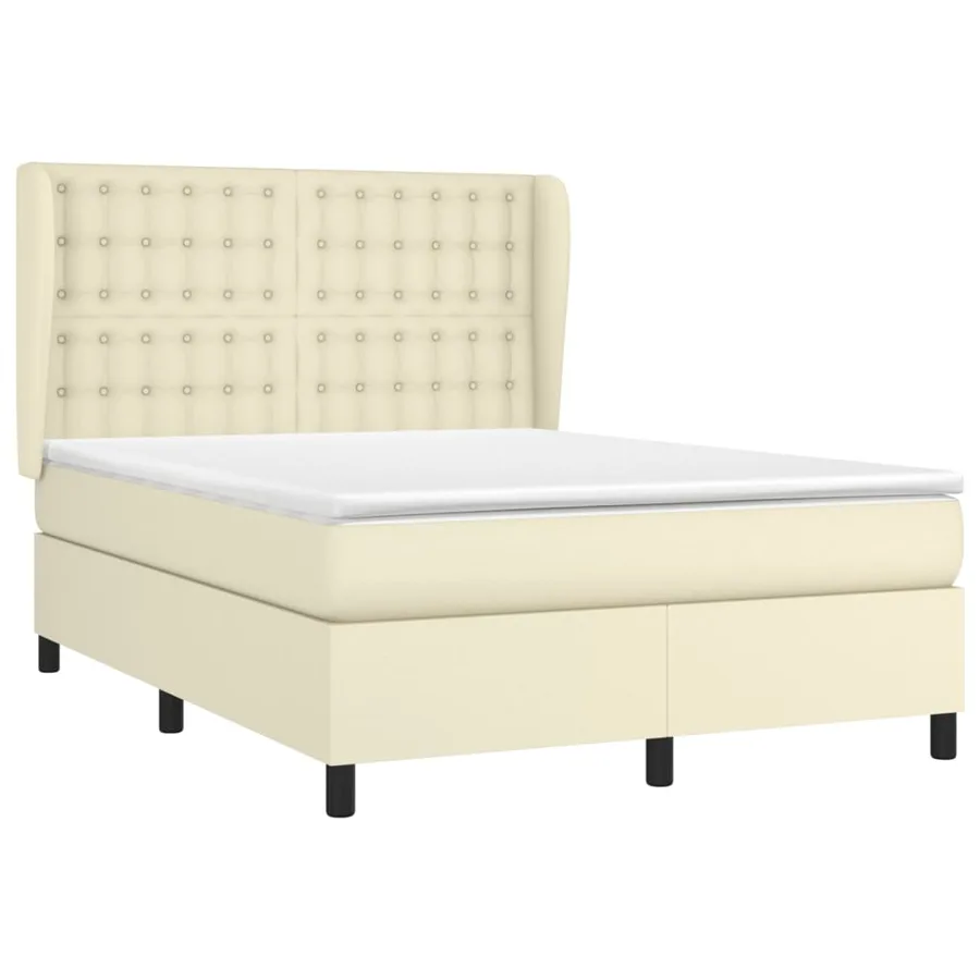 Sommier à lattes de lit avec matelas Crème 140x190cm Similicuir - 3