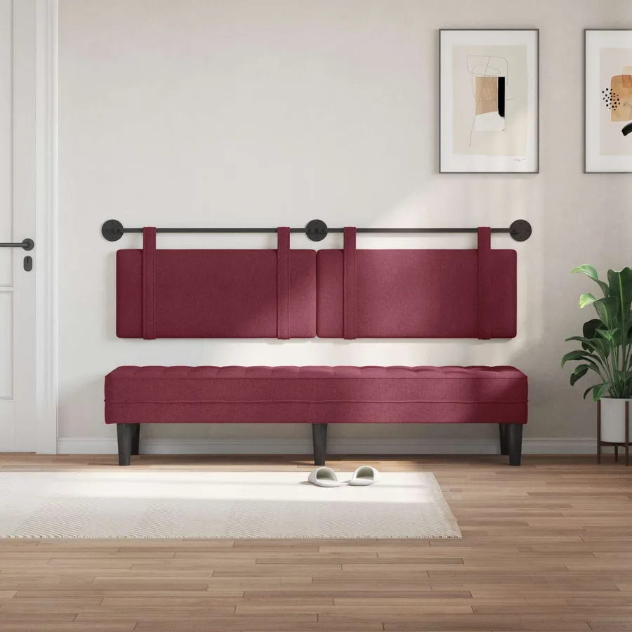 Tête de lit suspendue Bordeaux Tissu - 3