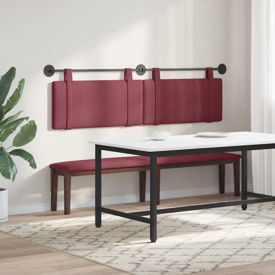 Tête de lit suspendue Bordeaux Tissu - 4