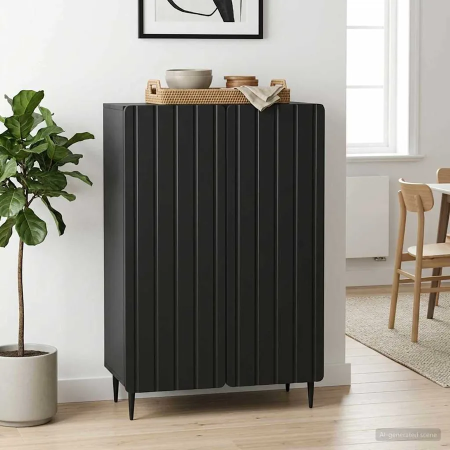 Buffet Noir 66 x 34,5 x 92 cm Bois d'ingénierie