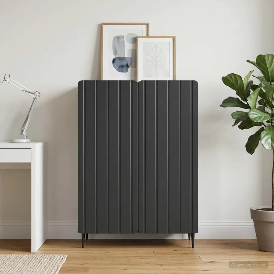 Buffet Noir 66 x 34,5 x 92 cm Bois d'ingénierie - 4