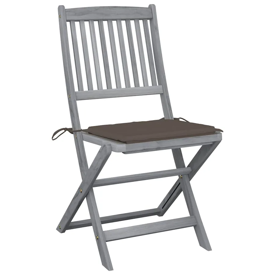 Chaises pliables d'extérieur lot de 4 et coussins Bois d'acacia - 2