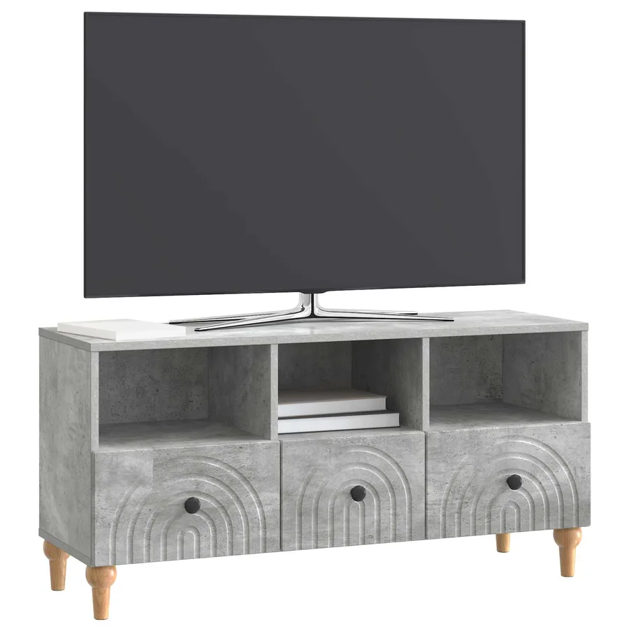 Meuble TV Gris Béton 102 x 34,5 x 50 cm Bois d’ingénierie - 3