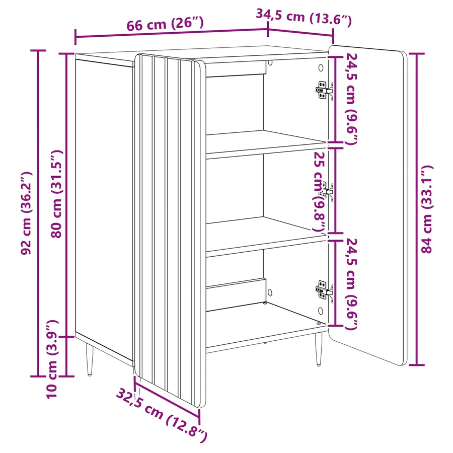 Buffet Sonoma gris 66 x 34,5 x 92 cm Bois d'ingénierie - 12