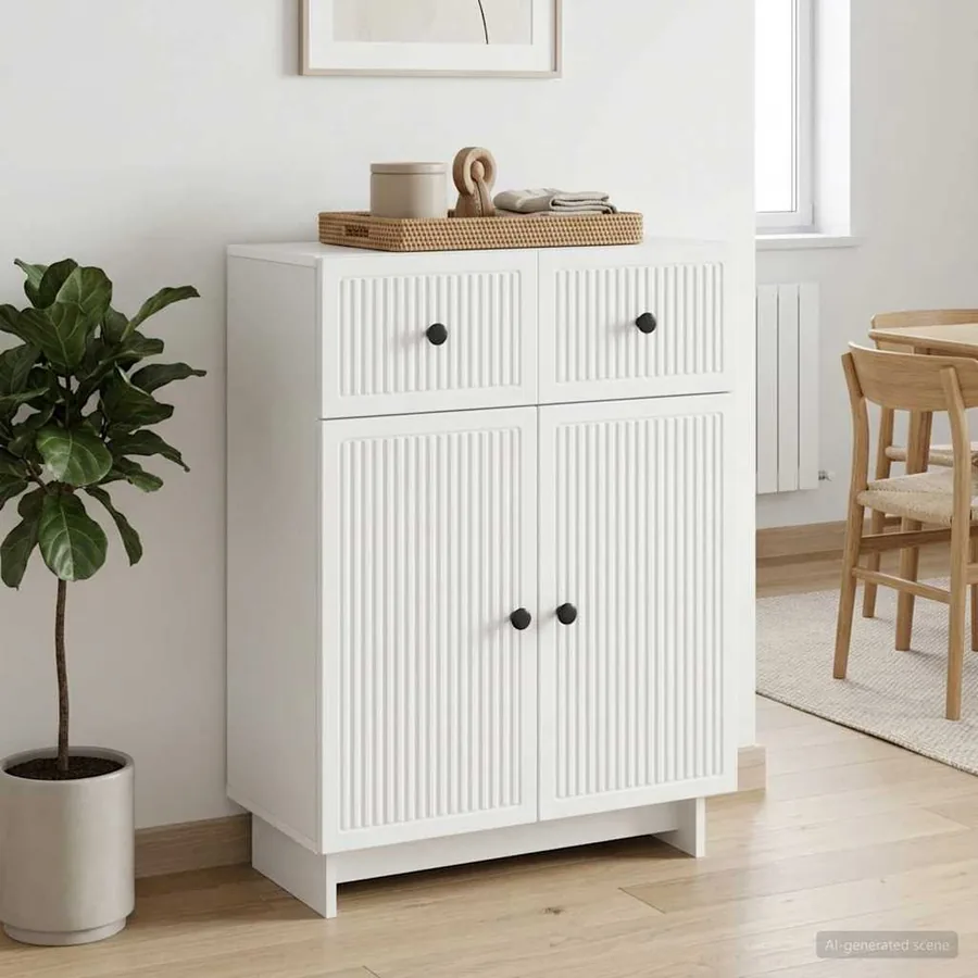Buffet Blanc 66 x 34,5 x 90 cm Bois d'ingénierie