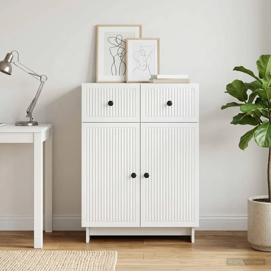 Buffet Blanc 66 x 34,5 x 90 cm Bois d'ingénierie - 4