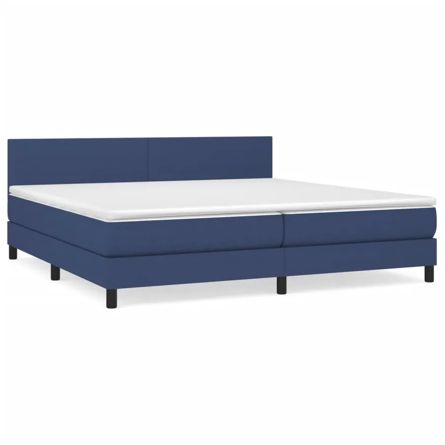 Sommier à lattes de lit avec matelas Bleu 200x200 cm Tissu - 2