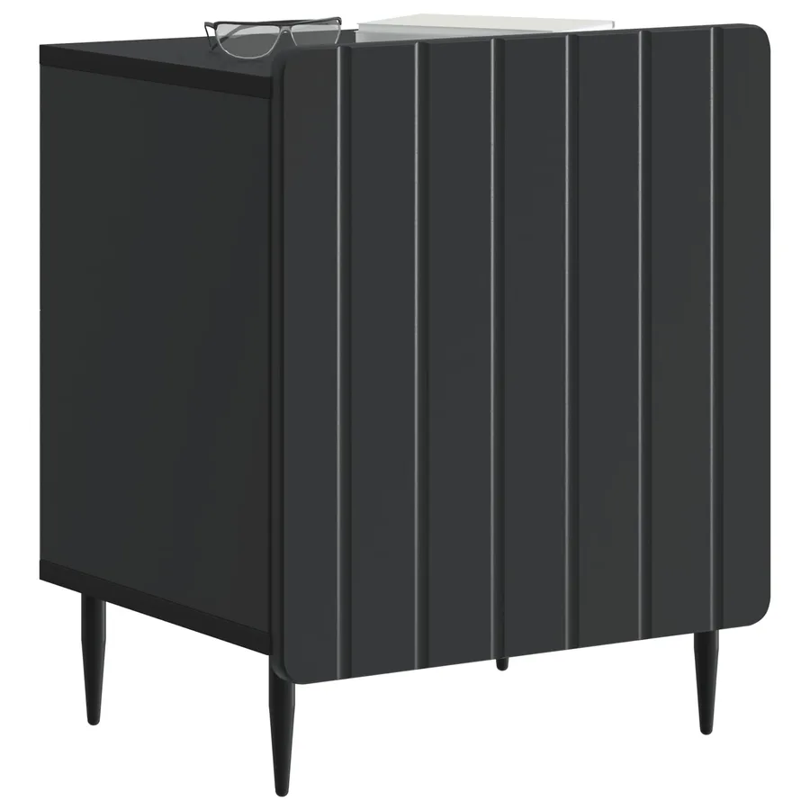 Cabinet de chevet Noir 43 x 34,5 x 52 cm Bois d'ingénierie - 3