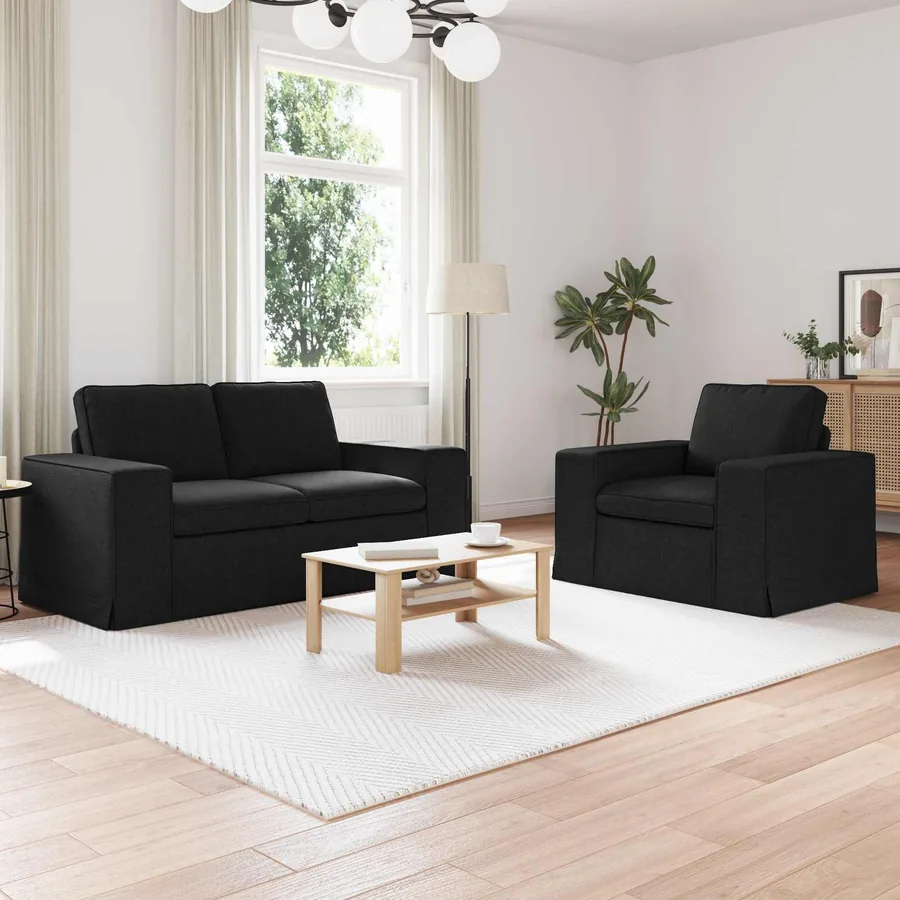 Ensemble de Canapés 2 pcs Noir 162 x 80 x 82 cm tissu