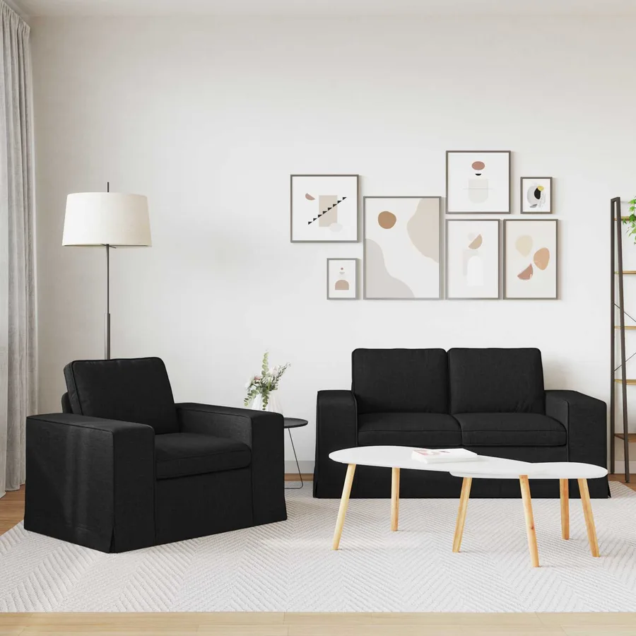 Ensemble de Canapés 2 pcs Noir 162 x 80 x 82 cm tissu - 3