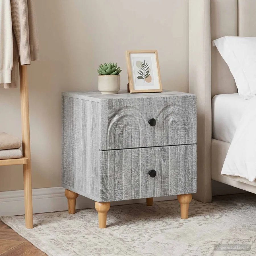 Cabinet de chevet 2 pcs Sonoma gris 43 x 34,5 x 48 cm