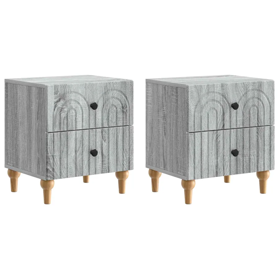 Cabinet de chevet 2 pcs Sonoma gris 43 x 34,5 x 48 cm - 2
