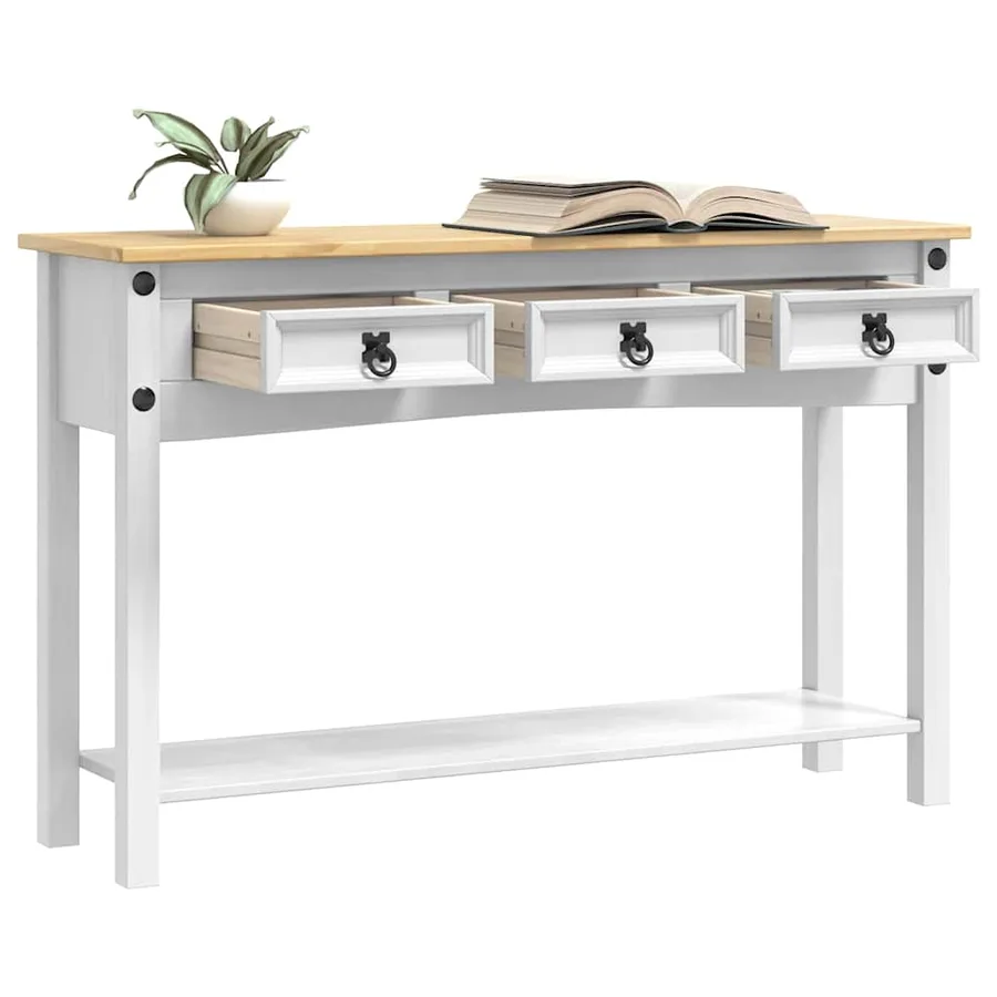 Table d'appoint Corona Blanc 114 x 34,5 x 73 cm Pin massif - 3