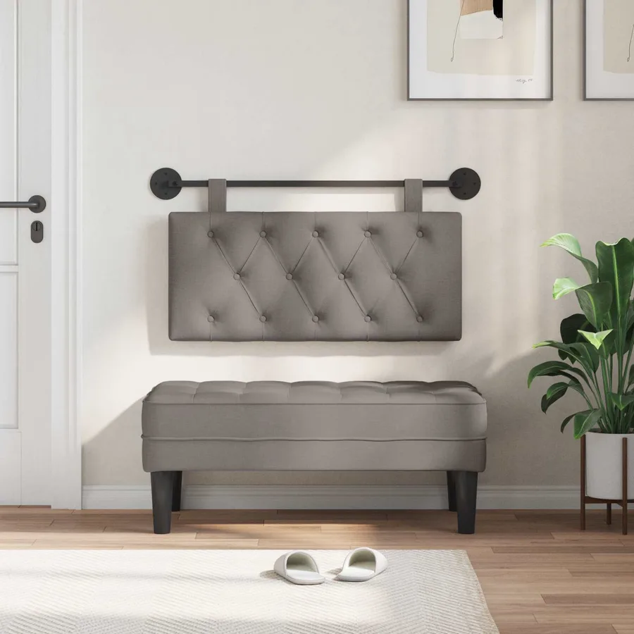 Tête de lit suspendue Taupe Tissu - 3