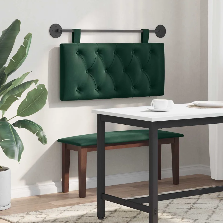 Tête de lit suspendue Avec lumière LED Vert foncé Velours - 4