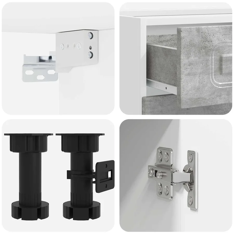 Unité de cuisine KALMAR 4 pcs Gris béton Bois d'ingénierie - 4