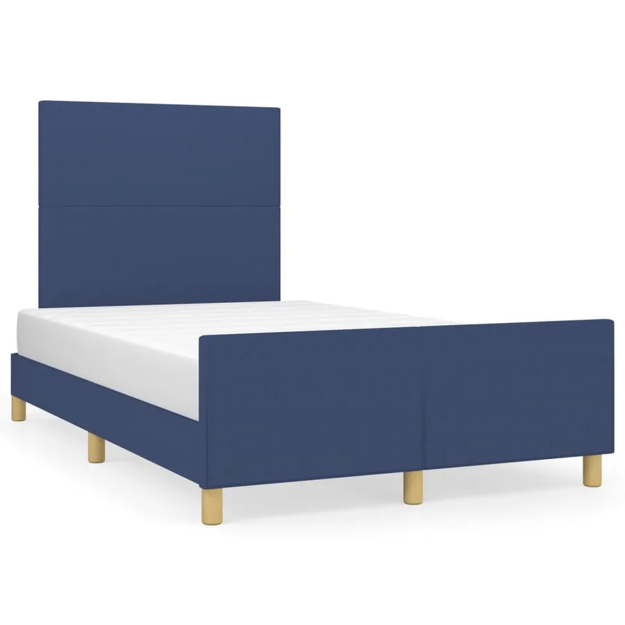 Cadre de lit sans matelas bleu 120x200 cm tissu - 2