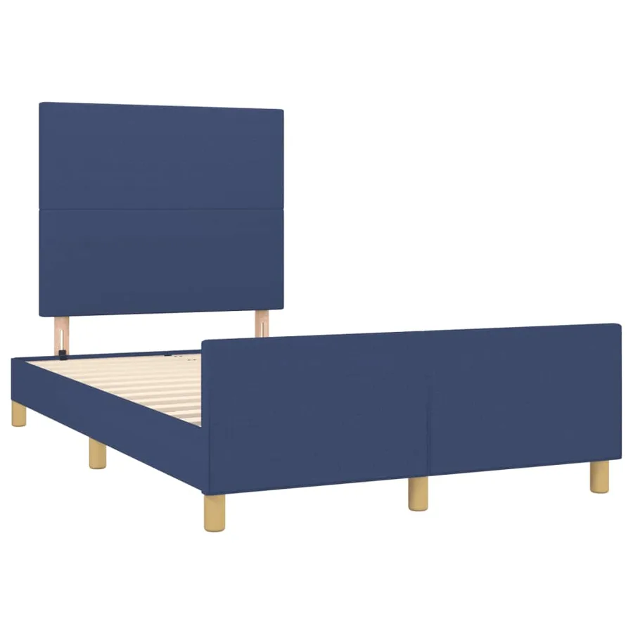 Cadre de lit sans matelas bleu 120x200 cm tissu - 4