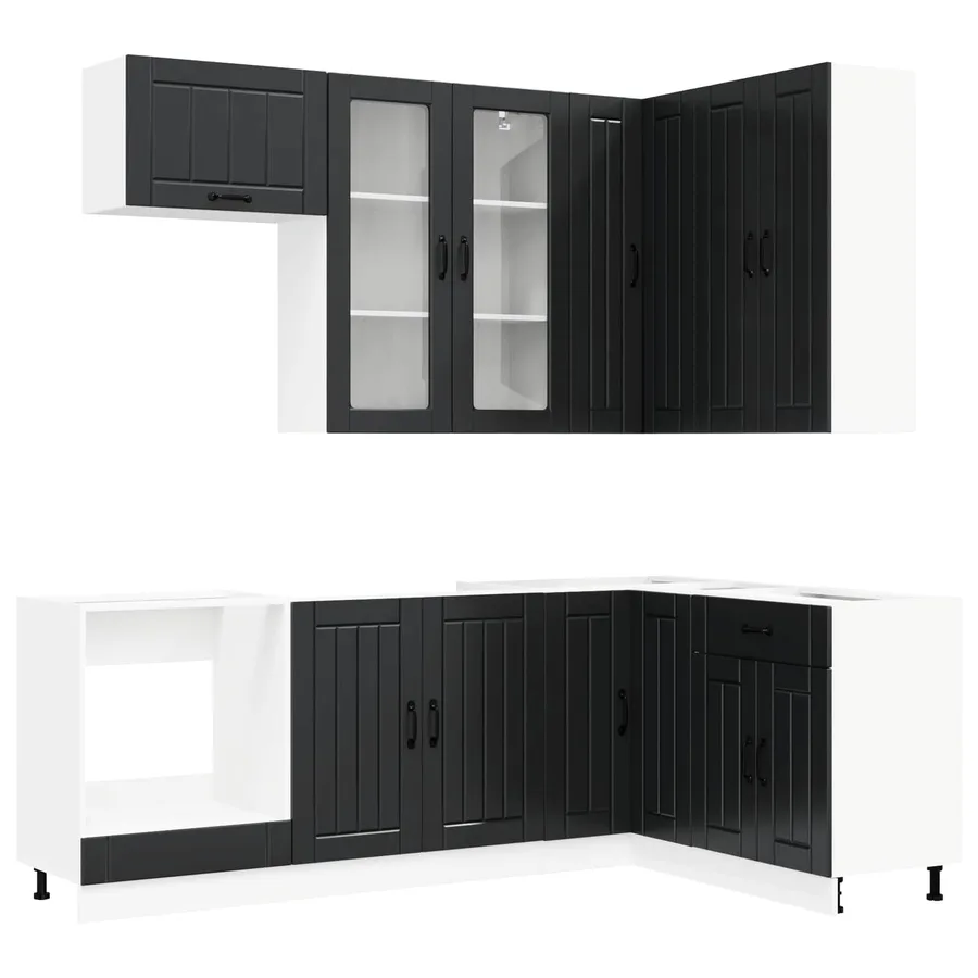 Unité de cuisine LUCCA 8 pcs Noir Bois d'ingénierie - 2