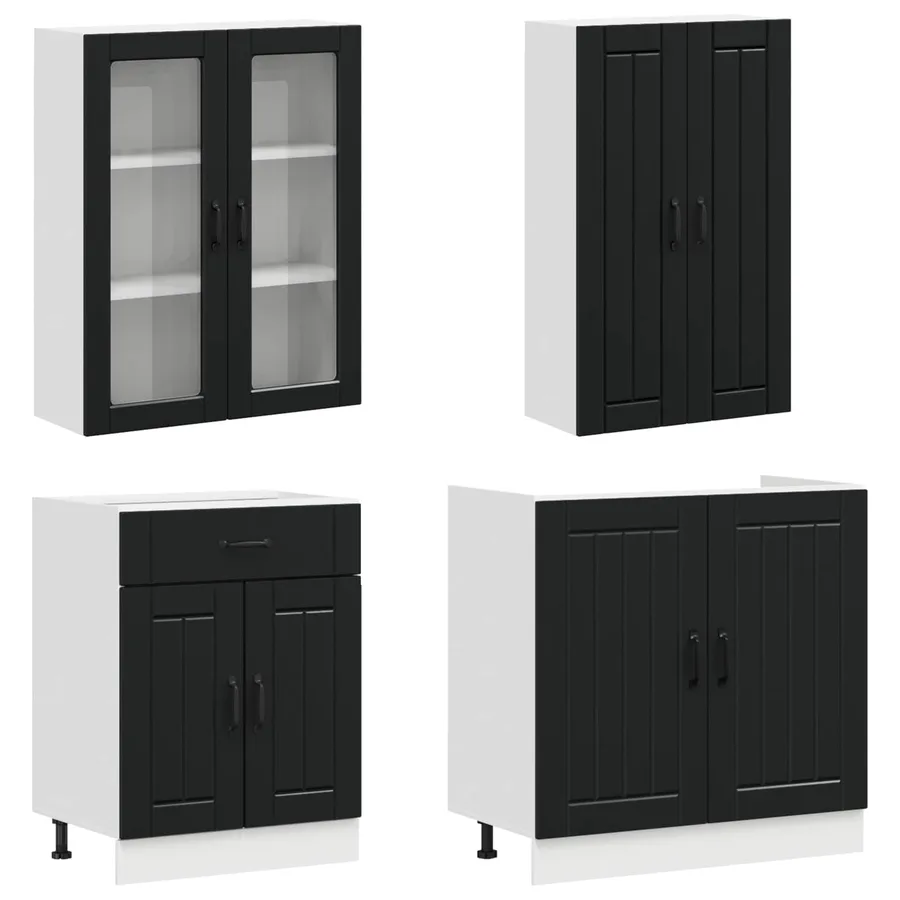 Unité de cuisine LUCCA 8 pcs Noir Bois d'ingénierie - 3