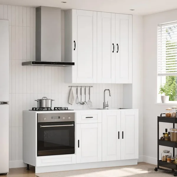 Unité de cuisine PORTO 5 pcs Blanc Bois d'ingénierie