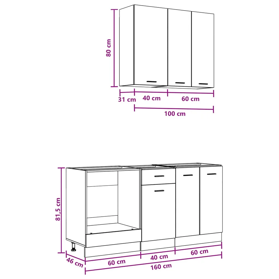 Unité de cuisine LYON 5 pcs Chêne artisanal Bois d'ingénierie - 9