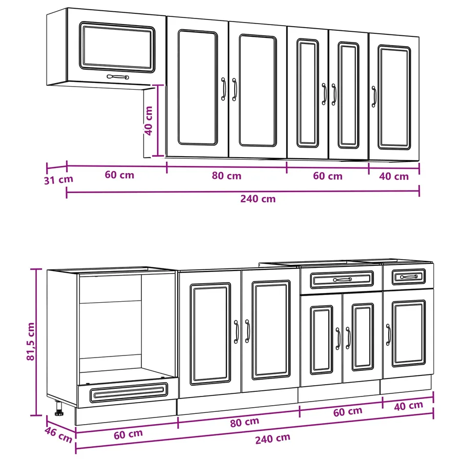 Unité de cuisine KALMAR 8 pcs Blanc Bois d'ingénierie - 9
