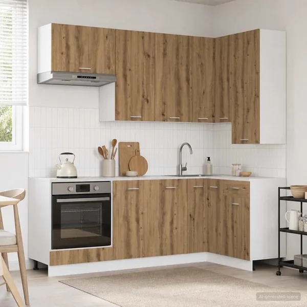 Unité de cuisine LYON 8 pcs Chêne artisanal Bois d'ingénierie