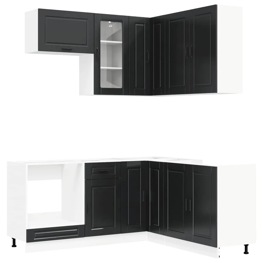 Unité de cuisine PORTO 8 pcs Noir Bois d'ingénierie - 2