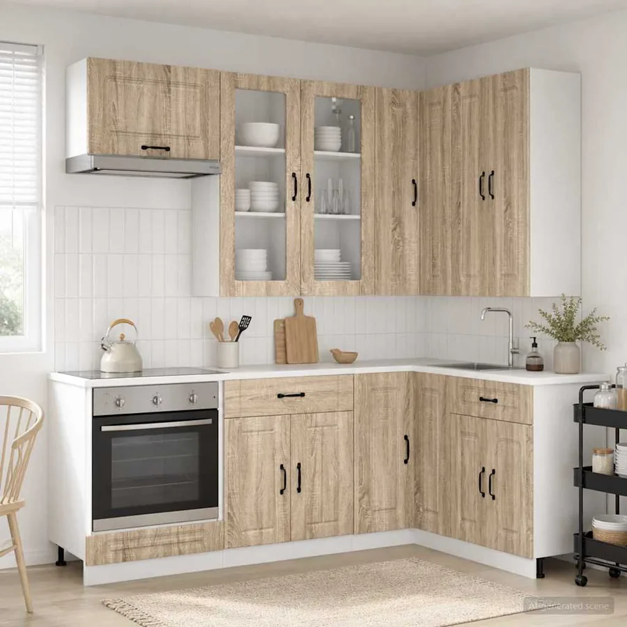 Unité de cuisine KALMAR 8 pcs Chêne Sonoma Bois d'ingénierie
