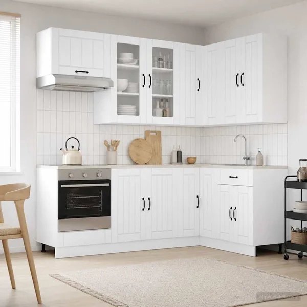 Unité de cuisine LUCCA 8 pcs Blanc brillant Bois d'ingénierie