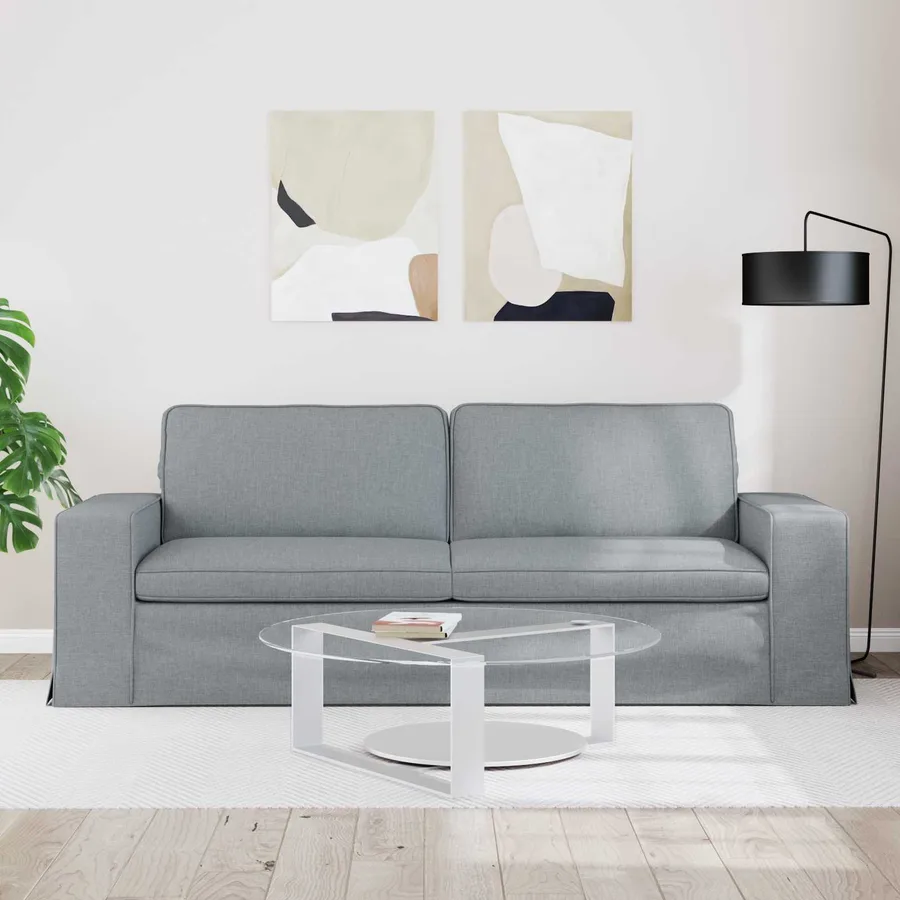 Canapé Gris clair 222 x 80 x 82 cm tissu - 3