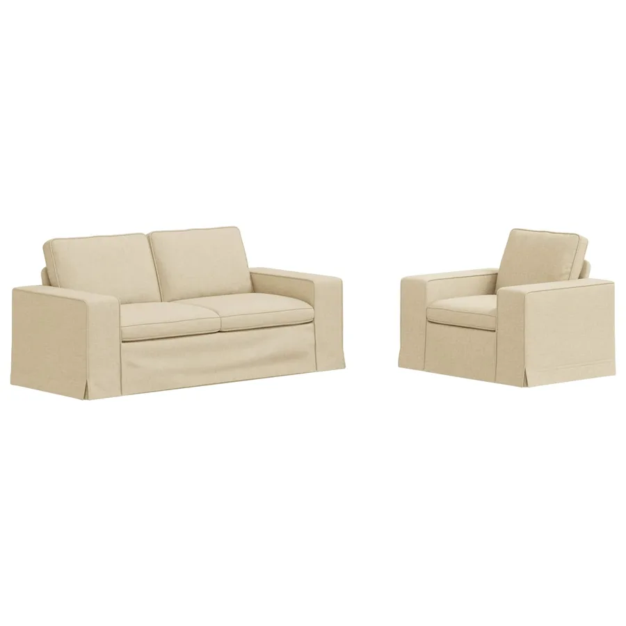 Ensemble de Canapés 2 pcs Crème 182 x 80 x 82 cm tissu - 2