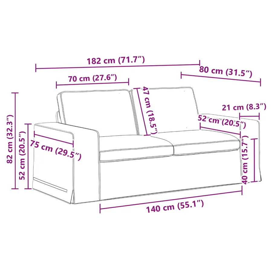 Ensemble de Canapés 2 pcs Crème 182 x 80 x 82 cm tissu - 8
