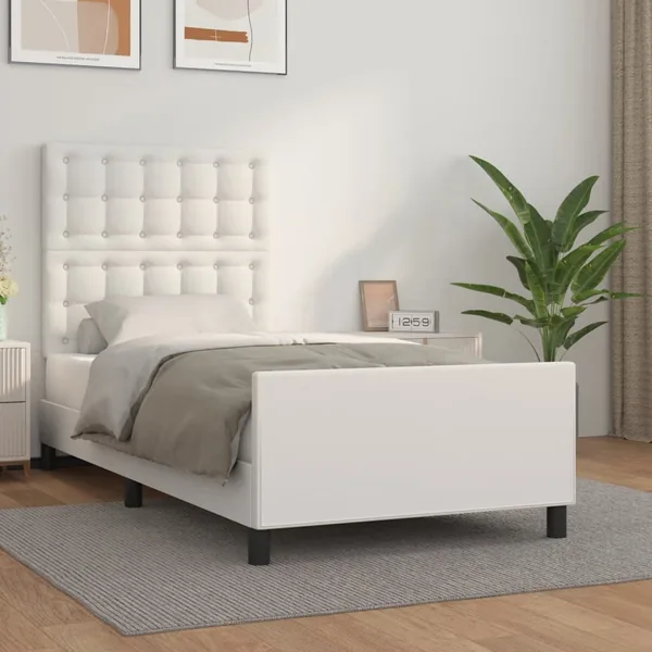 Cadre de lit sans matelas blanc 90x190 cm similicuir