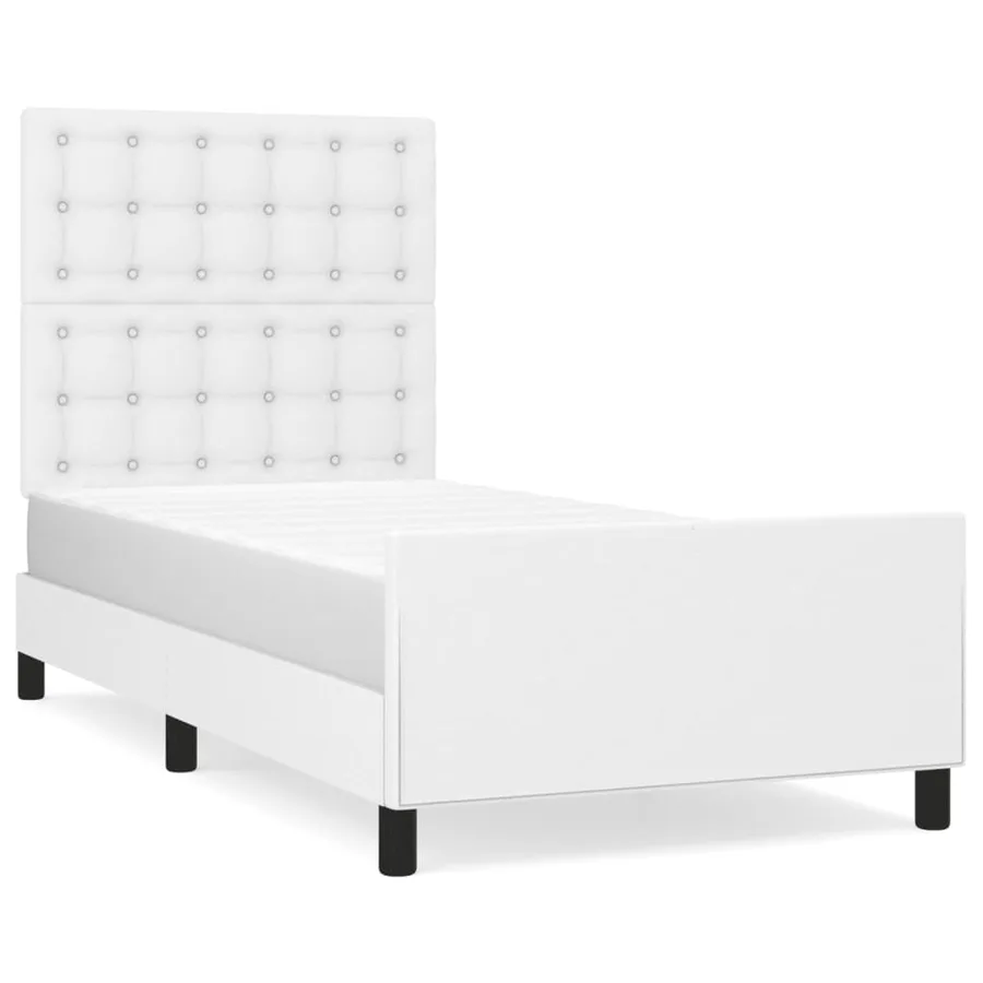 Cadre de lit sans matelas blanc 90x190 cm similicuir - 2