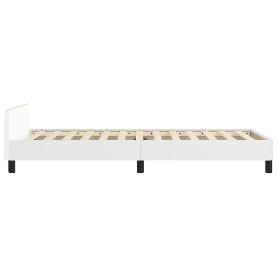 Cadre de lit sans matelas blanc 90x190 cm similicuir - 7