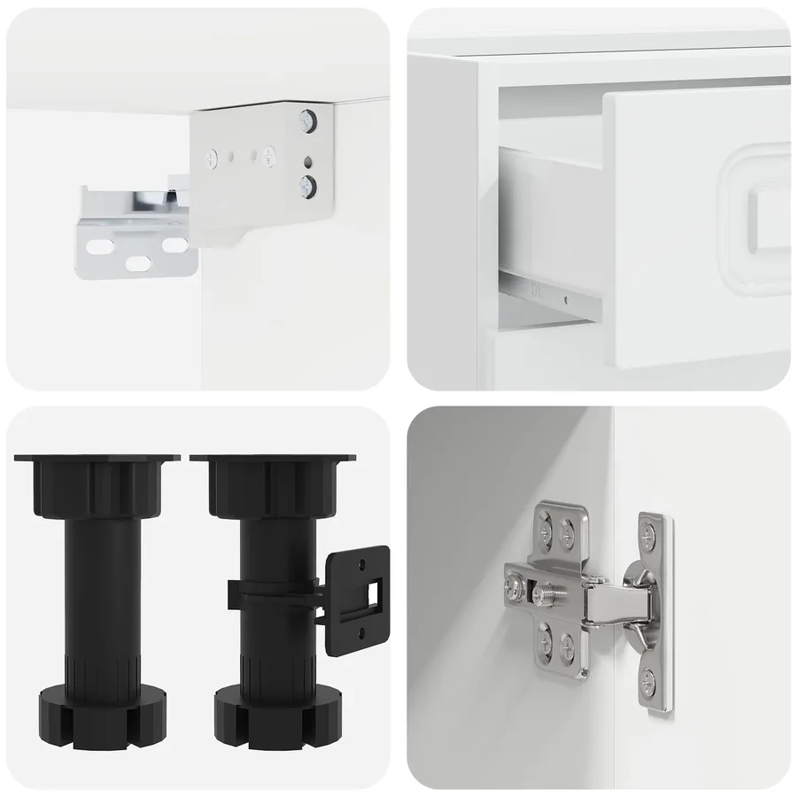Unité de cuisine KALMAR 8 pcs Blanc brillant Bois d'ingénierie - 5