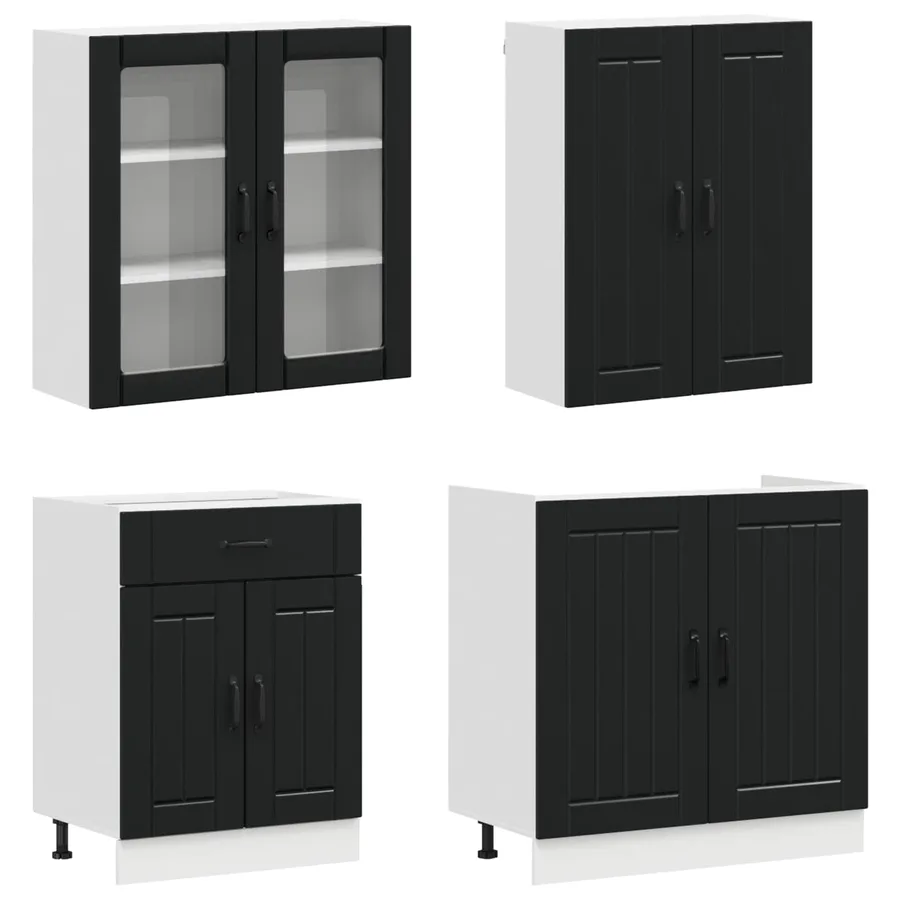 Unité de cuisine LUCCA 4 pcs Noir Bois d'ingénierie - 3